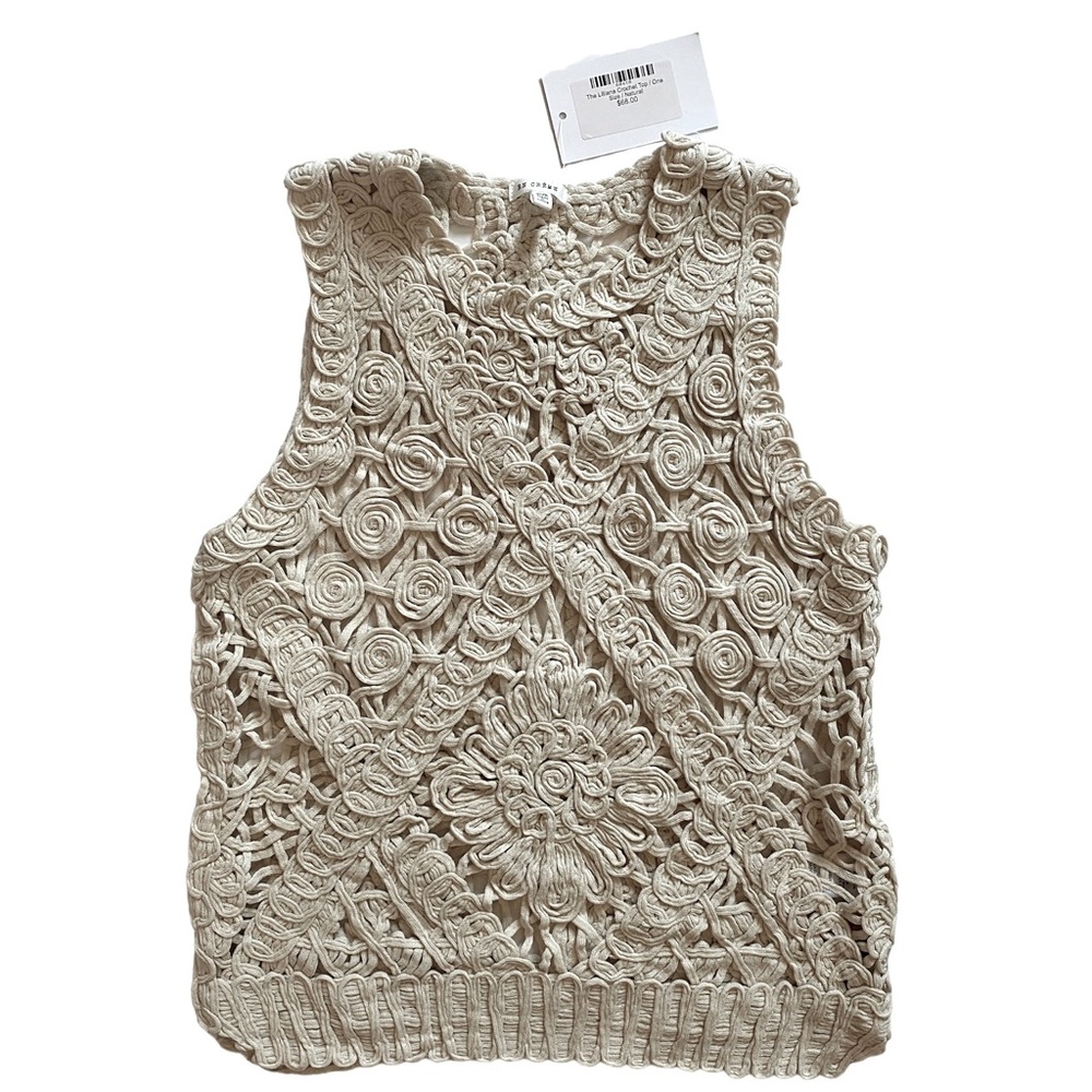 NWT en Crème Lilliana Crochet Top Boho Natural Cream Color No Size - Picture 3 of 8